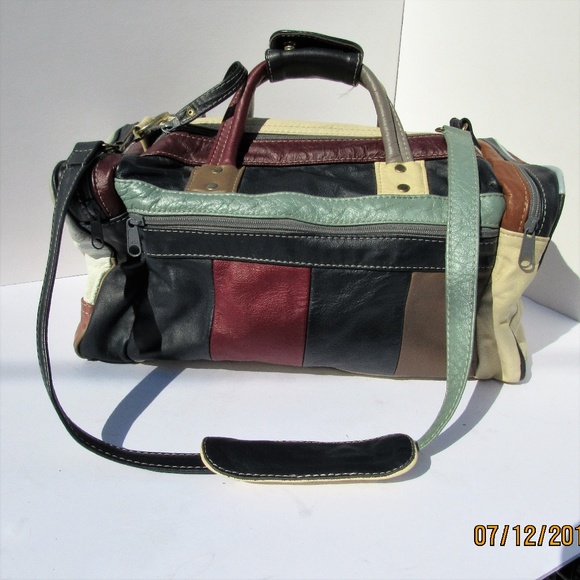 patchwork leather duffle bag